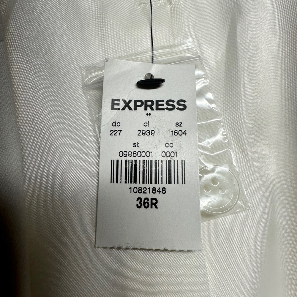 NEW ~ EXPRESS Men’s White Linen Blend Photographer Fitted Suit Jacket ~ Size 36R - Picture 6 of 10